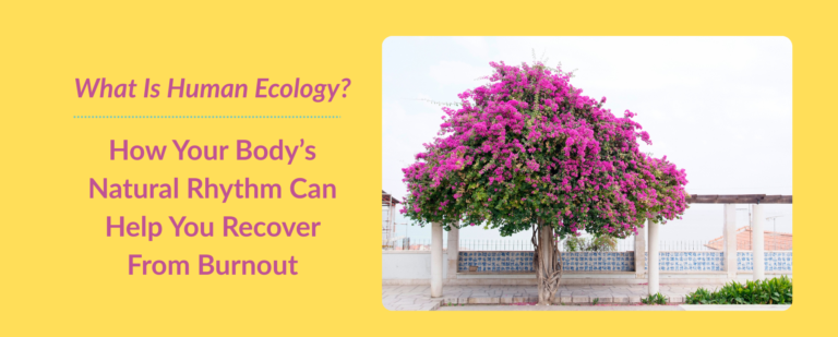 Calm pink floral tree representing the body's natural rhythm of effort and rest'.